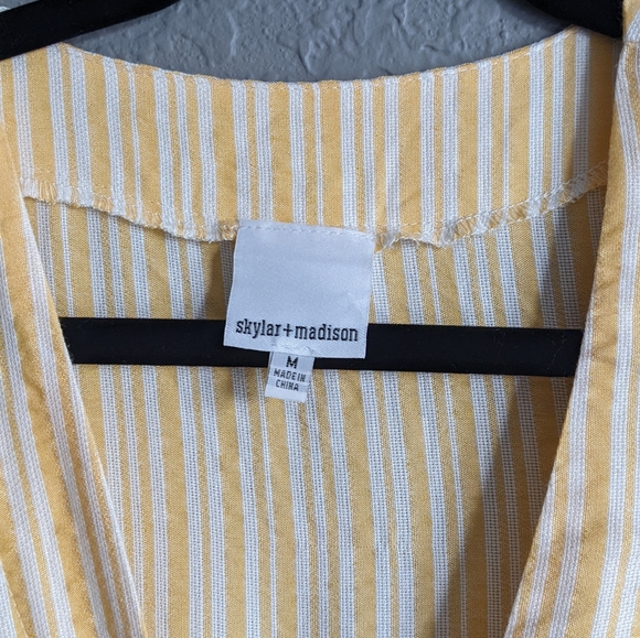 Skylar + Madison Dress | Button Yellow V Neck Belted - Picture 4 of 8